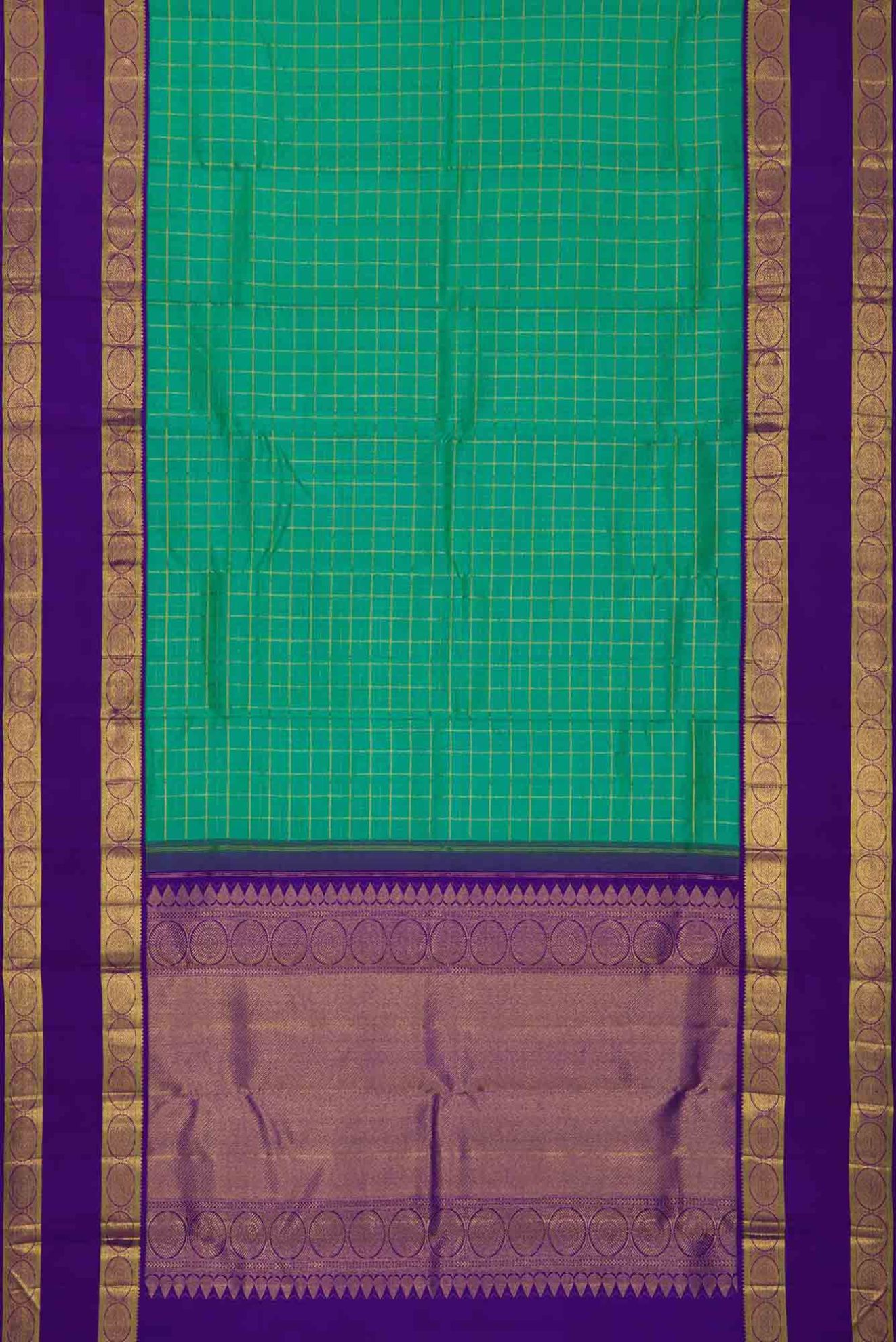 Picture of Green With Sea Blue Dual Tone Kanchipuram Silk Saree