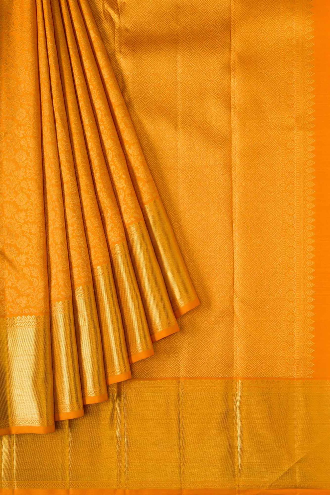Picture of Pure Silk Pure Zari Orange Kanchipuram Saree