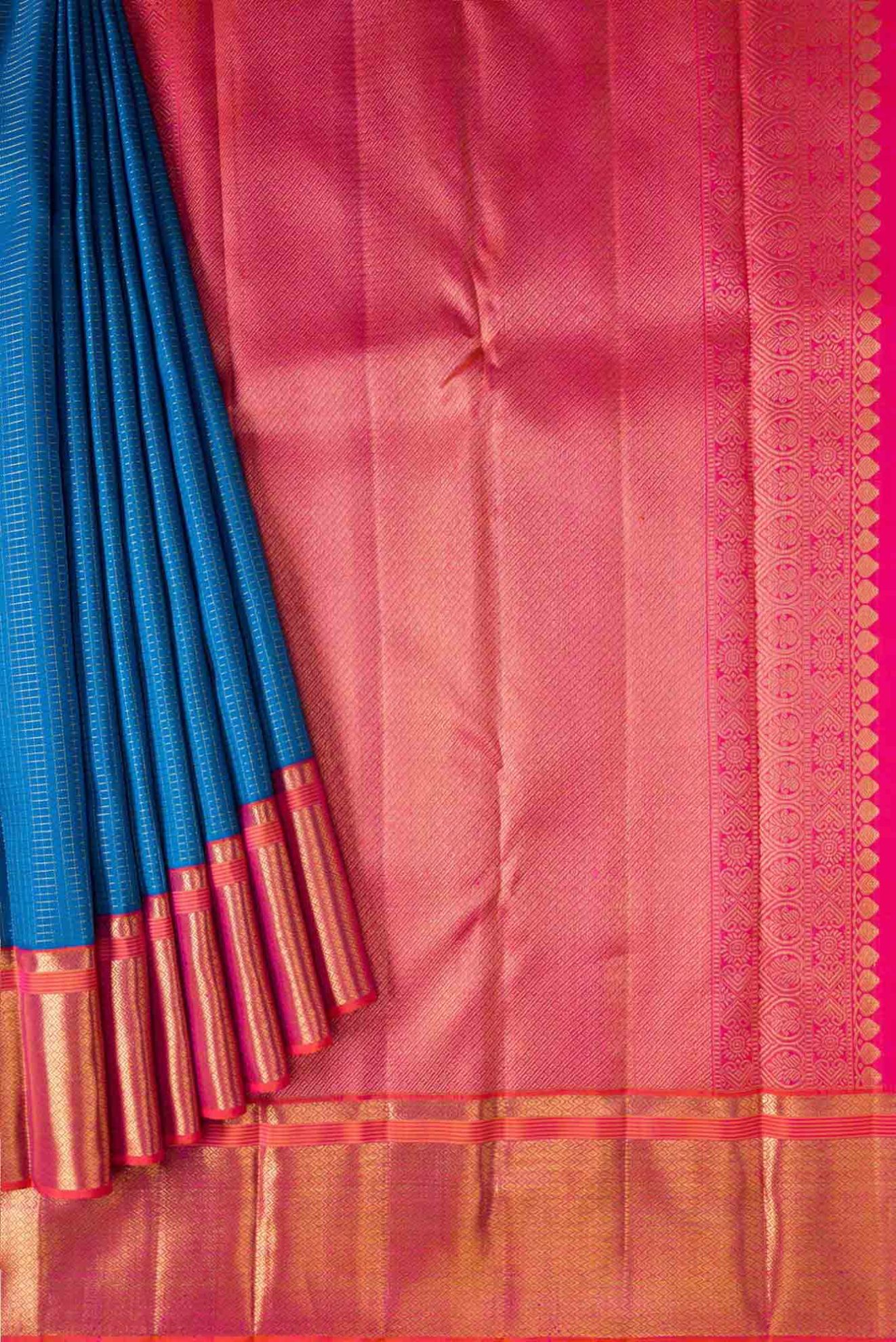 Picture of Pure Silk Pure Zari Blue Kanchipuram Saree